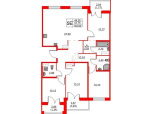 Квартира в ЖК ID Кудрово, 4 комнатная, 102.69 м², 11 этаж