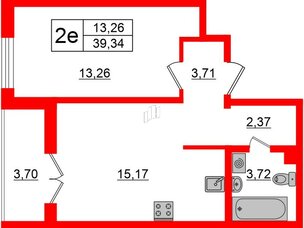 Квартира в ЖК ЛесArt, 1 комнатная, 39.34 м², 8 этаж