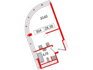 Апартаменты в ЖК Апарт-отель GloraX Заневский, студия, 28.38 м², 3 этаж