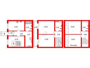 Квартира в ЖК Невская усадьба, 5 комнатная, 147.8 м², 1 этаж
