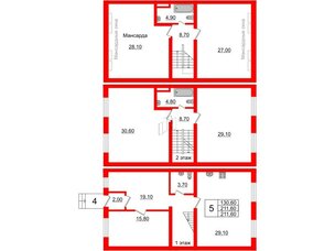 Квартира в ЖК Невская усадьба, 5 комнатная, 211.6 м², 1 этаж