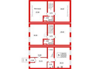 Квартира в ЖК Невская усадьба, 5 комнатная, 210.7 м², 1 этаж
