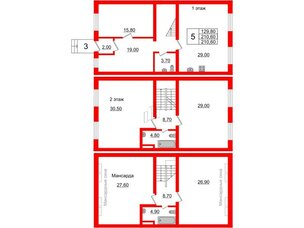 Квартира в ЖК Невская усадьба, 5 комнатная, 210.6 м², 1 этаж