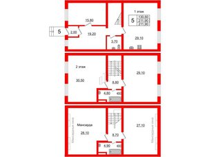 Квартира в ЖК Невская усадьба, 5 комнатная, 211.9 м², 1 этаж