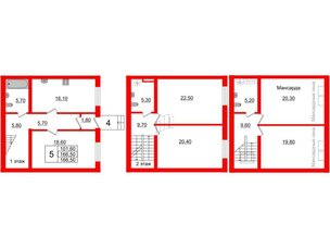 Квартира в ЖК Невская усадьба, 5 комнатная, 166.5 м², 1 этаж