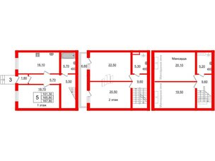 Квартира в ЖК Невская усадьба, 5 комнатная, 167.8 м², 1 этаж