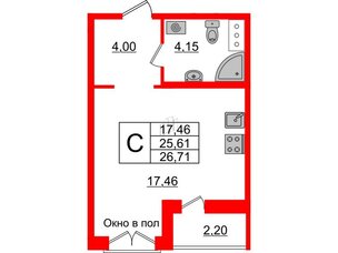 Квартира в ЖК ID Мурино 2, студия, 26.71 м², 12 этаж