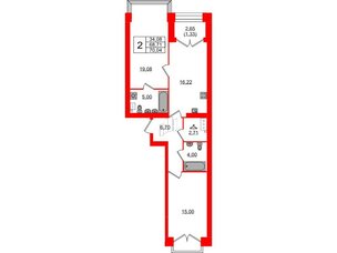 Квартира в ЖК Наука, 2 комнатная, 70.04 м², 10 этаж