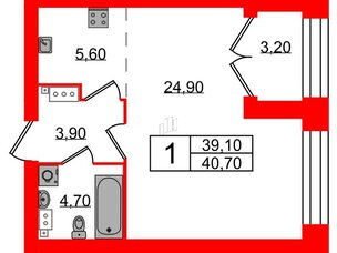 Квартира в ЖК Наука, 2 комнатная, 82.8 м², 13 этаж