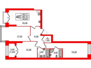 Квартира в ЖК Наука, 3 комнатная, 94 м², 11 этаж