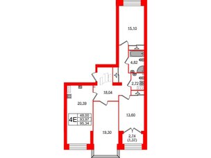 Квартира в ЖК Наука, 3 комнатная, 95.34 м², 7 этаж