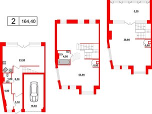 Квартира в ЖК Айбург, 3 комнатная, 164.4 м², 1 этаж