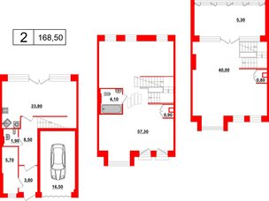 Квартира в ЖК Айбург, 3 комнатная, 168.5 м², 1 этаж
