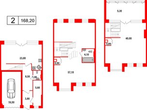 Квартира в ЖК Айбург, 3 комнатная, 168.2 м², 1 этаж