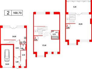 Квартира в ЖК Айбург, 3 комнатная, 168.7 м²