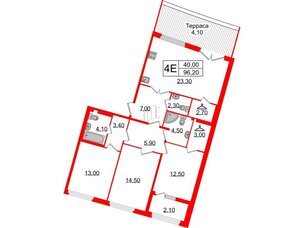 Квартира в ЖК Миръ, 3 комнатная, 96 м², 8 этаж