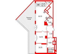 Квартира в ЖК Миръ, 2 комнатная, 79.8 м², 9 этаж