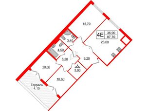 Квартира в ЖК Миръ, 3 комнатная, 87.4 м², 8 этаж