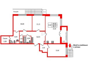 Квартира в ЖК Astra Marine, 3 комнатная, 92.75 м², 1 этаж