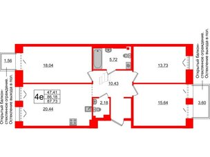 Квартира в ЖК 'Imperial Club', 3 комнатная, 86.18 м², 5 этаж