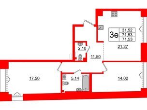 Квартира в ЖК Imperial Club, 2 комнатная, 71.53 м², 4 этаж