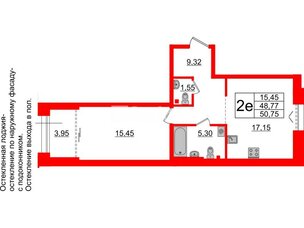Квартира в ЖК «Империал Клаб», 1 комнатная, 48.77 м², 2 этаж