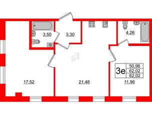 Апартаменты в ЖК ZOOM Черная речка, 2 комнатные, 62.02 м², 8 этаж