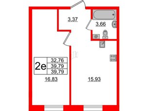 Апартаменты в ЖК ZOOM Черная речка, 1 комнатные, 39.79 м², 8 этаж