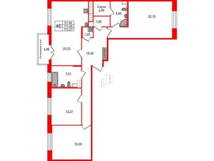 Квартира в ЖК «Сенат в Московском», 3 комнатная, 111.08 м², 8 этаж