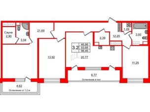 Квартира в ЖК «Сенат в Московском», 3 комнатная, 93.68 м², 7 этаж