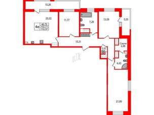 Квартира в ЖК 'Pulse Premier', 3 комнатная, 102.71 м², 13 этаж