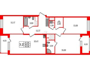 Квартира в ЖК 'Pulse Premier', 3 комнатная, 89.02 м², 5 этаж