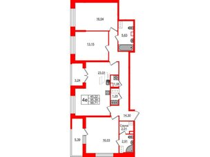 Квартира в ЖК 'Pulse Premier', 3 комнатная, 95.39 м², 3 этаж