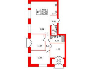 Квартира в ЖК Наука, 3 комнатная, 102.98 м², 10 этаж