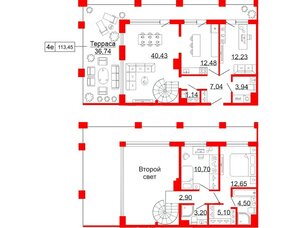 Квартира в ЖК Коллекционный дом 1919, 3 комнатная, 113.45 м², 11 этаж