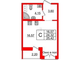 Квартира в ЖК ID Мурино 2, студия, 25.42 м², 12 этаж
