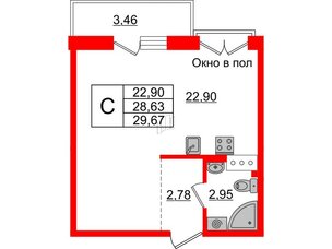 Квартира в ЖК ID Мурино 2, студия, 29.67 м², 12 этаж