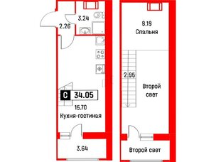 Квартира в ЖК Графика, студия, 34.05 м², 7 этаж