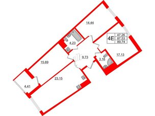 Квартира в ЖК Морская набережная.SeaView 2, 3 комнатная, 89.74 м², 8 этаж
