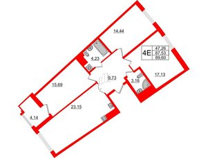 Квартира в ЖК Морская набережная.SeaView 2, 3 комнатная, 89.6 м², 10 этаж
