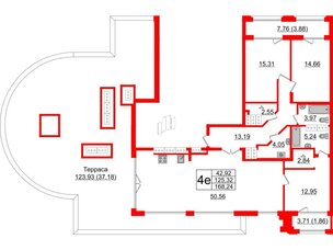 Квартира в ЖК Шепилевский, 3 комнатная, 168.24 м², 24 этаж