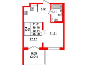 Квартира в ЖК Образцовый квартал, 1 комнатная, 38.4 м², 4 этаж