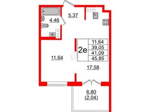 Квартира в ЖК Образцовый квартал, 1 комнатная, 39.05 м², 4 этаж