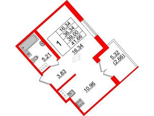 Квартира в ЖК Образцовый квартал, 1 комнатная, 36.34 м², 4 этаж