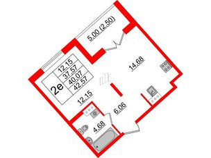 Квартира в ЖК Образцовый квартал, 1 комнатная, 37.57 м², 4 этаж