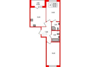 Квартира в ЖК Пулковский дом, 2 комнатная, 64.5 м², 1 этаж