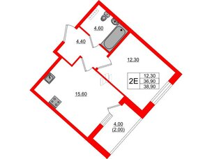 Квартира в ЖК Пулковский дом, 1 комнатная, 38.9 м², 4 этаж