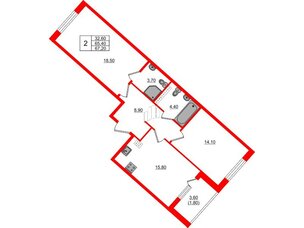 Квартира в ЖК Пулковский дом, 2 комнатная, 67.2 м², 4 этаж