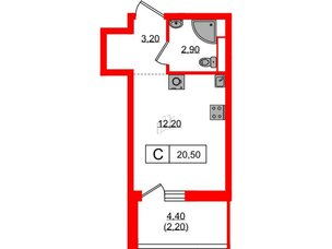 Квартира в ЖК А101 Всеволожск, студия, 20.5 м², 9 этаж