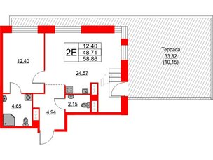 Квартира в ЖК TALENTO, 1 комнатная, 58.86 м², 8 этаж